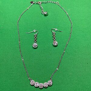 Le Sophia Rhinestone and Silver Necklace and Earrings